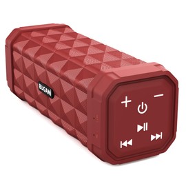 BUGANI Bluetooth Speaker, Portable Wireless Speaker Stereo Sound, IPX5 Waterproof Speaker, Built-in Microphone 24H Play, Bluetooth 5.0, Type-C, Outdoor Speakers Suitable for Home/Travel, Red