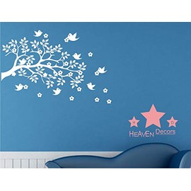Heaven Decors Birds On Tree White Home Decor Wall Sticker for Bedroom Size(83 59) cm