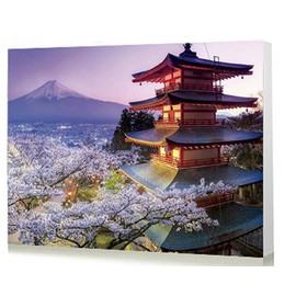 Wowdecor Paint by Numbers Kits for Adults Kids, DIY Number Painting - Japanese Landscape Cherry Blossoms Mountain Tower 40 x 50 cm - New Stamped Canvas (Frameless)