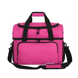 LARIPOP Bowling Ball Bag 2 Ball Bowling Bag with Double Ball Holder - Fits Bowling Shoes Up to Mens Size 16 and Accessories,Rose Red