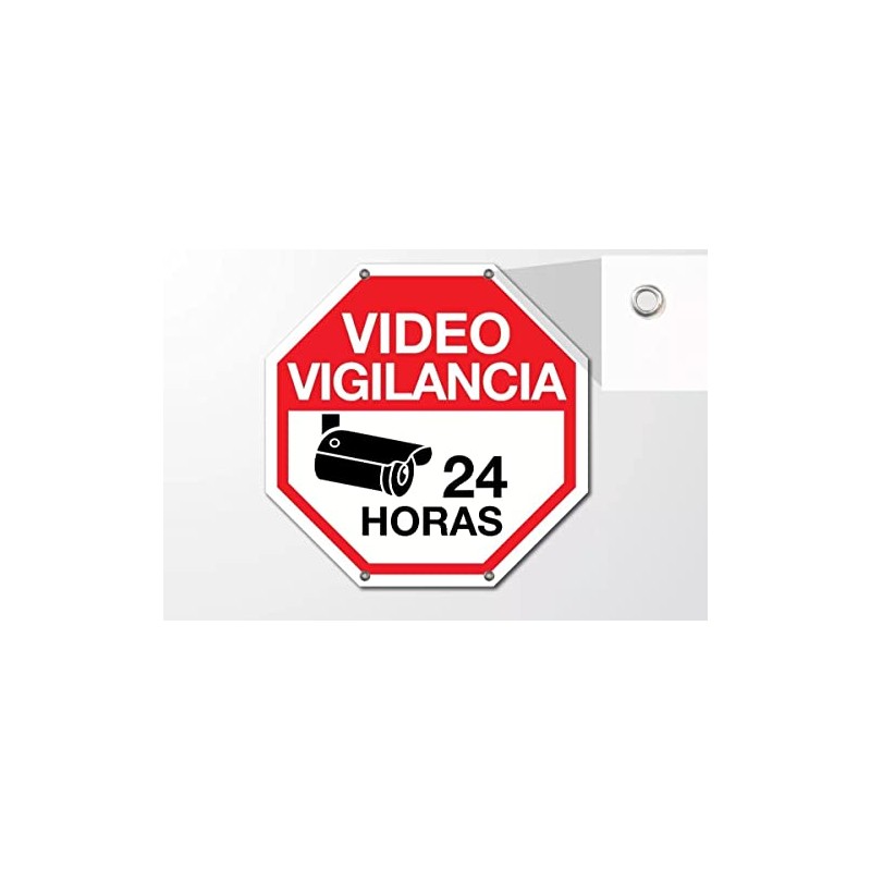 Letrero Anuncio Señal: Video Vigilancia 24 Horas Con Ojillos