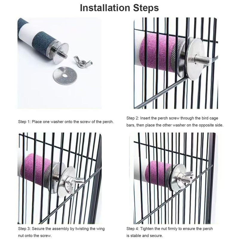 Ceramic Claw Grinding Perch for Cockatiels & Small Birds, Removable