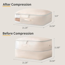 Comforter Storage Bag 66 L - 4 Pack Blanket Storage Organizer Compression Bags, Large Capacity Ultra Space Saving Self Organize for Bedding, Pillow, Duvet, Sheet Storage with Zipper Window