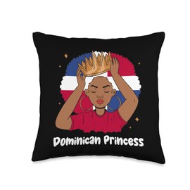 Heritage Gift for Dominican Dominican Princess Afro Hair Latina Dominicana Girl Throw Pillow, 16x16, Multicolor