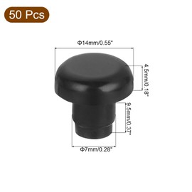 sourcing map 50Pcs Glass Table Top Bumpers with Stem, Black Rubber Push in Bumpers for 7mm/0.28" Hole, PVC Rubber Grippers Table Spacers for Table Furniture Cabinet