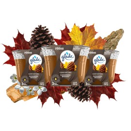 Glade Candle Cashmere Woods, Fragrance Candle Infused with Essential Oils, Air Freshener Candle, 3-Wick Candle, 6.8 Oz, 3 Count