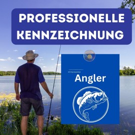 Angler Suction Cup Sign for Windscreen - Olanmarp Compact Sign for Temporary Marking of Fishing Vehicles | 10 x 12 cm | UV-Resistant & Weatherproof - Made in EU