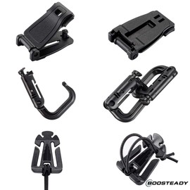 BOOSTEADY Kit of 30 Attachments for Molle Bag Tactical Backpack Vest Belt,D-Ring Grimloc Locking Gear Clip, Web Dominator Elastic Strings, Strap Management Tool Buckle