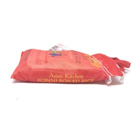 Asian Kitchen Ponni Boiled Rice 4-Pound Bag, 4lbs (1.81kg) Short Grain Par Boiled Rice ~ All Natural | Gluten Friendly | Vegan | Indian Origin | Export Quality