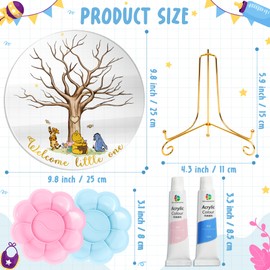 Z1juce Gender Reveal Fingerprint Tree - Winnie Gender Reveal Keepsake Fingerprint Tree Guest Book for Baby Shower Idea Baby Gender Reveal Party with Watercolor Paint to DIY Meaningful Fingerprint Tree