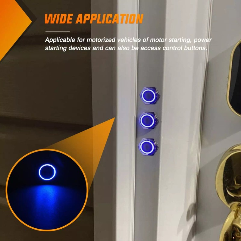 Nilight 8PCS 12V 20A Round Blue Toggle LED Rocker Switch