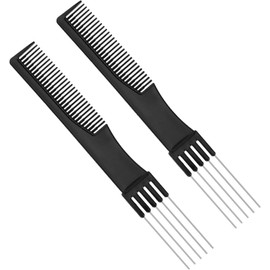 2 Pcs Pick Kämme für Frauen, Doppel-Kopf Teasing kamm mit Metall Zinken Lift kamm Salon Teasing zurück Kamm feiner Zahn für Friseur Styling Salon Sektionierung Hervorhebung.