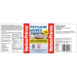 Yerba Prima Psyllium Husk Caps - 180 Capsules (Pack of 2) - Easy to Swallow Fiber Supplement - Colon Cleanse - Gut Health - Non-GMO Gluten Free