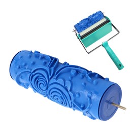 5in Rubber Pattern Paint Roller, Reusable Decorative Art Texture Roller Wall Patterned Rollers Stencil for Wall Furniture Clothes Cabinets Doors Drapes (ZZ0077 Flower)