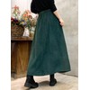 ebossy Women's Corduroy Maxi Skirt Elastic High Waist Drawstring Tie