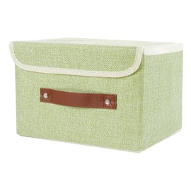 SnYuGr Small Storage Bin with Lid Storage Boxes,Collapsible Linen Storage Basket Container with Lid Storage Cube for Organizing Closets(Green)