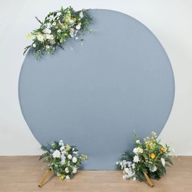Tableclothsfactory 7.5ft Matte Dusty Blue Round Spandex Fit Wedding Arch Backdrop Cover - 2-Sided Custom Fit Backdrop Stand Arch Cover