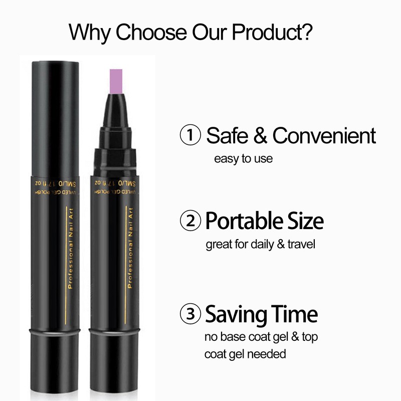 Gel Nail Polish Pen 6pcs One Step Nail Gel Pen