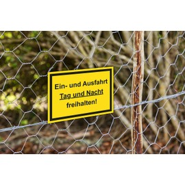 tradercat Einfahrt Tag und Nacht freihalten Sign Sticker Made of Vinyl Signs Sticker with UV Protection Driveway Exit Clear Warning Signs (Sticker, 30 x 21 cm)