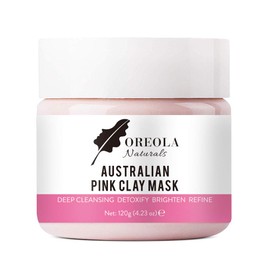 Pink Clay Mask, 100% Pink Kaolin Clay Mask, Deep Pore Cleanser, Brightening Even Skin Tone Perfect for Face and Neck by Oreola Naturals 120g (4.32oz)