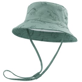 RAOEXI Baby Sun Protection Hat UPF50+ Toddler Girls Summer Bucket Boys Beach Hats Wide Brim Kids Play Hat Cap Outdoor (21.26''(4-8 Years), Green)