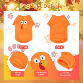 BWOGUE 2 Pack Thanksgiving Dog Shirts for Large Dogs, Turkey Printed Dog T-Shirts Soft Breathable Pet Clothes Cosplay Pet Apparel for Medium Large Dogs