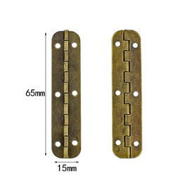 Brass Vintage Mini Hinge Furniture Cabinet Drawer Door Hinges Decorative Cabinet Jewelry Box Hinges 10PCS Vintage Box Hinges 65 x 15mm with 60Pcs Screws (Bronze Colour)