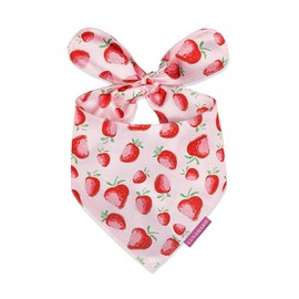 LunaMarie - Bandanas de lujo para perro, diseños adorables, tela de poliéster de alta calidad y sedosa, 100% hecha a mano, forma personalizada, reversible, pequeña, mediana y grande, bufanda para gatos (fresa, mediana)