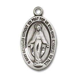 Bliss Sterling Silver Miraculous Medal Catholic Pendant Necklace 18" Chain GiftBox