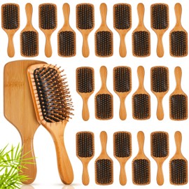Tessco for you 24 Pcs Bamboo Hair Brushes for Women Bulk Wooden Paddle Brush Scalp Massage Bamboo Bristles Anti Static Men Engraving DIY Gift for Wedding Teacher(Black)