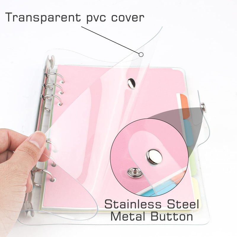 Binder Notebook A6 - Transparent Ring Binder Cover 6 Round