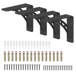 Kodilin Heavy Duty Shelf Brackets Premium Alloy Metal Shelf Brackets 6 Inch Black L Brackets Heavy Duty Countertop Shelving Brackets Max Load 1100 Lbs Mounting Shelves Brackets 6 * 5 inch - 4pcs