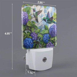 Led Night Light, Floral Hydrangea Hummingbird Decorative Plug in Nightlights,with Smart Auto Dusk to Dawn Night Light for Bedroom, Kitchen, Nursery, Bathroom