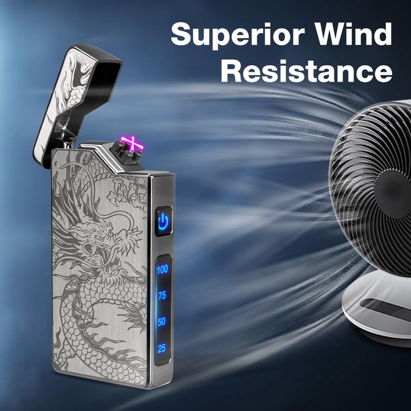 LcFun Electric Lighter - USB Rechargeable, Dual Arc Plasma Lighter,