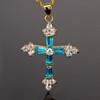 RIZILIA Crucifix Cross Pendant with 45cm(18") Chain & Trapezoid Cut