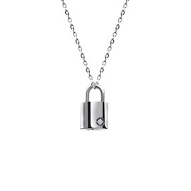 ReLine Genuine Cremation Accessory, Diamond Padlock Pendant, Includes Bone Set, Hypoallergenic Metal, Safe, Made in Japan, Urn Capsule, Ashes, Necklace, Urn Accessory, Stainless Steel, Memorial