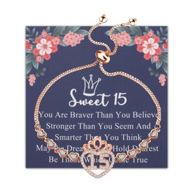 FEELMEM 15 Year Old Gift 15 Anos Quinceanera Necklace Sweet 15 Jewelry Quinceanera Gift 15th Birthday (15th bracelet)