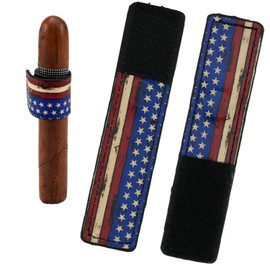 WONXISEN Magnetic Cigar Clip Adjustable for 38-60 Ring Gauge Secure Magnetic Lock Portable for Golf BBQ Fishing & Outdoor Accessories Exquisite Pattern Artificial Leather (US Flag)