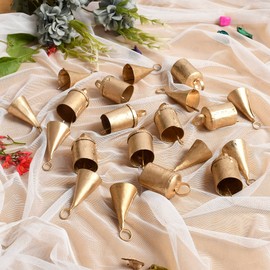 KRATI EXPORTS Barn Bells in Small Sizes- 20 Distinctive Golden Rustic Bells - Full of Beautiful Rough Hewn Variations - Perfect for Home Decor Christmas Jingle Bells