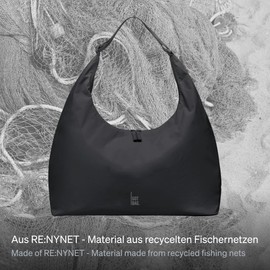 GOT BAG Shoulder bag T-shape bag, handbag made of recycled nylon, Black (Large)