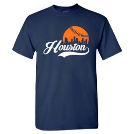 Houston Crush City Baseball Skyline H-Town Men's Fan T-Shirt (Navy T-Shirt, 3XL)