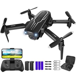Mini Drone with Camera for Adults Kids - 1080P HD FPV Camera Drones with 90° Adjustable Lens, Gestures Selfie, One Key Start, 360° Flips, Toys Gifts RC Quadcopter for Boys Girls with 2 Batteries