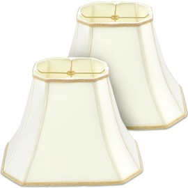 Glooglitter Bell Lamp Shades Set of 2 Large Rectangle Cut Square Silk Lamp Shades 6.25" x 8" Top 11" x 16" Bottom 12" Height Vintage Lampshades for Table Lamps Living Room Bedroom, Eggshell Color