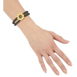 Widmann 12468 Women's Black and Yellow Sunflower Pearl Bracelet