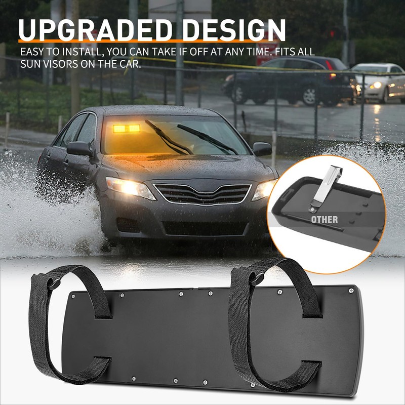 Nilight Amber 48LED Visor Strobe Lights Interior Windshield Emergency Warning