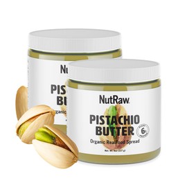 NutRaw Organic Pistachio Butter, 2 Pack (8oz Jars) – Vegan Pistachio Spread with 6g Plant Protein – Clean Ingredient Nut Butter, Gluten Free, No Added Sugar, No Seed Oils
