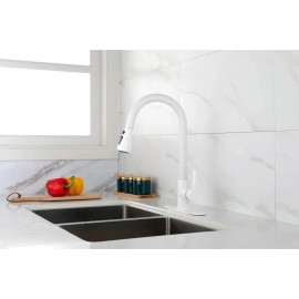 Flynama Kitchen Faucet With Pull Out Spray White