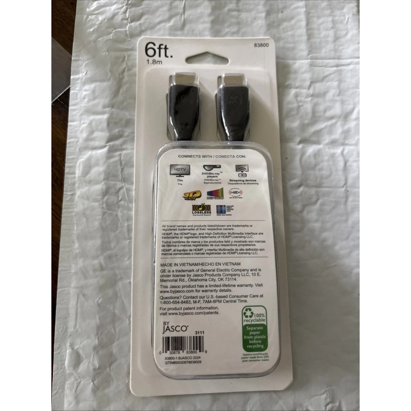 Universal HDMI Cable GE 6 ft 4kUHD Premium for All