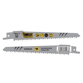 10 x SabreCut SCRS644D_10 150mm 6 TPI S644D Fast Wood Cutting Reciprocating Sabre Saw Blades Compatible with Bosch Dewalt Makita and many others