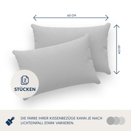 Dreamzie Cotton Pillowcases, 100% Jersey Cotton, Pack of 2, Pillowcases for Double Bed, Pillow Protector, Resistant and Hypoallergenic, Set of 2 (40 x 60 cm, Grey)